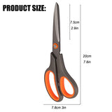 2 Pack 8" Titanium Non-Stick Scissors, All-Purpose Professional Stainless Steel Shears Comfort Soft Grip, Straight Office Craft Scissors for DIY School Home