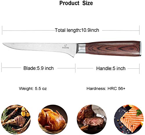 Chefs Boning Knife - 6 Inch Boning Fillet Fish and Meat Knife with Razor Sharp German High Carbon Stainless Steel and Ergonomic Handle for Meat and Poultry