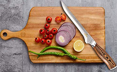 6 Inch Boning Knife- Super Sharp VG-10 Damascus Steel Boning Knife, 76 Layers High Carbon Steel & Comfortable Wooden Handle