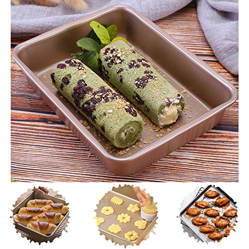 2pcs Square Cake Tin, 8in, Jasni Non-Stick Bakeware Baking Dishes, Pastry Baking Tray Oven Kitchen, Toast Bread Cake Tin Pan Mold, Rectangular Baking Pan, Spoon + Oil Brush