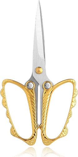 Jasni Stainless Steel Small Sharp Pointed butterfly handle Sewing Scissors Embroidery DIY Tools Craft cutting Tailor Dressmaker Threading Shears Crafting Art Work Handicrafts Needlework 4.8"