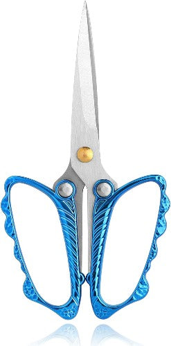 Jasni Stainless Steel Small Sharp Pointed butterfly handle Sewing Scissors Embroidery DIY Tools Craft cutting Tailor Dressmaker Threading Shears Crafting Art Work Handicrafts Needlework 4.8"