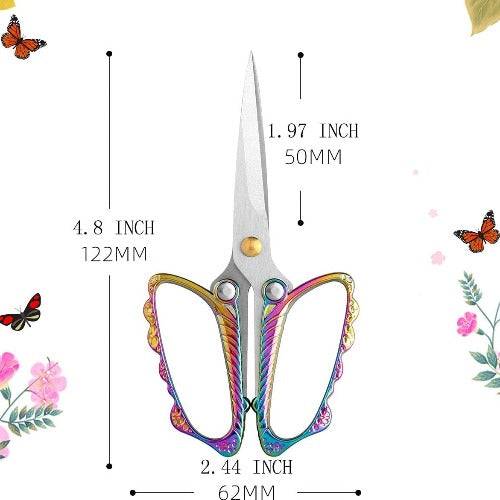 Jasni Stainless Steel Small Sharp Pointed butterfly handle Sewing Scissors Embroidery DIY Tools Craft cutting Tailor Dressmaker Threading Shears Crafting Art Work Handicrafts Needlework 4.8"