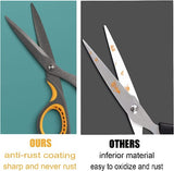 2 Pack 8" Titanium Non-Stick Scissors, All-Purpose Professional Stainless Steel Shears Comfort Soft Grip, Straight Office Craft Scissors for DIY School Home