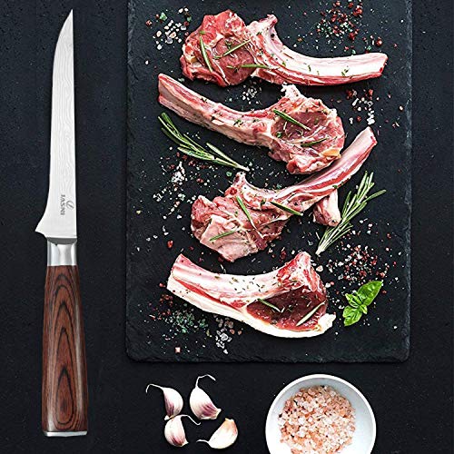 Chefs Boning Knife - 6 Inch Boning Fillet Fish and Meat Knife with Razor Sharp German High Carbon Stainless Steel and Ergonomic Handle for Meat and Poultry