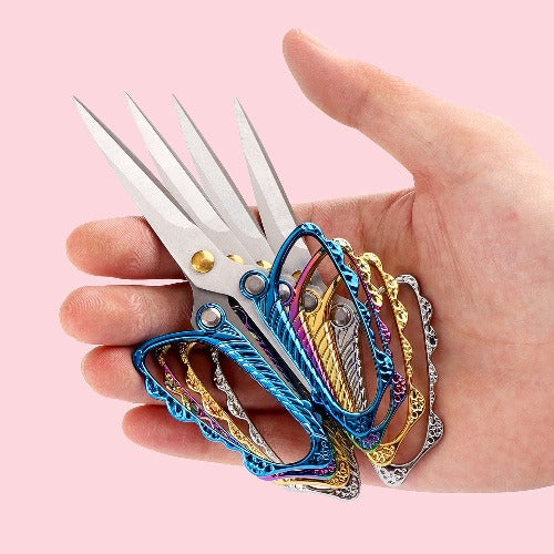 Jasni Stainless Steel Small Sharp Pointed butterfly handle Sewing Scissors Embroidery DIY Tools Craft cutting Tailor Dressmaker Threading Shears Crafting Art Work Handicrafts Needlework 4.8"