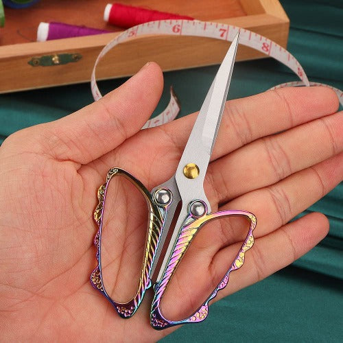 Jasni Stainless Steel Small Sharp Pointed butterfly handle Sewing Scissors Embroidery DIY Tools Craft cutting Tailor Dressmaker Threading Shears Crafting Art Work Handicrafts Needlework 4.8"