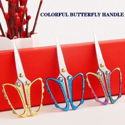 Jasni Stainless Steel Small Sharp Pointed butterfly handle Sewing Scissors Embroidery DIY Tools Craft cutting Tailor Dressmaker Threading Shears Crafting Art Work Handicrafts Needlework 4.8"