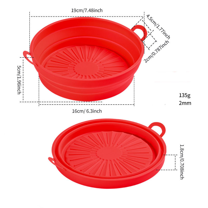 Silicon Reusable Non Stick Air Fryer Baking Pan Tray - 7.5 Inches
