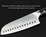 Santoku Knife, Jasni 7 inch Kitchen Knife Ultra Sharp Knife Japanese Chef Knife, German Stainless Steel Knife Chef for Cutting Chopping Meat Vegetable Fruits, with Ergonomic Handle and Gift Box