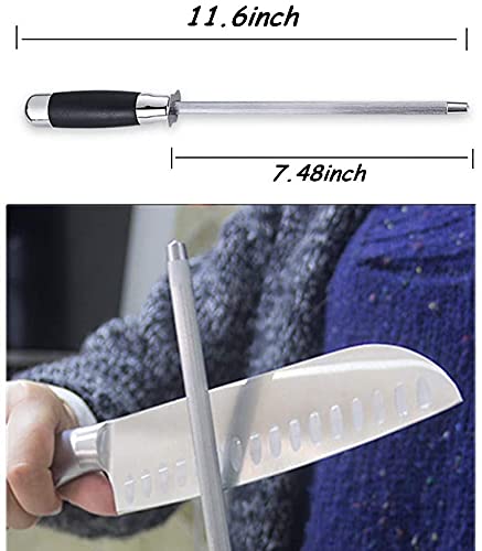  Knife Sharpening Steel, 8inch Professional Ceramic Knife  Sharpening Rod, Knife Blade Sharpener Honer Knife Rod Sharpener for Kitchen  Knife Scissors: Home & Kitchen