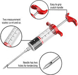 Meat Injector Syringe,Stainless Steel Food Seasoning Syringe Kit with 1pc Barbecue Brush, 2pcs Needles and 1pc Needles Cleaner, Great for BBQ, Grilling, Baking and Cooking