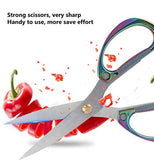 Multi-Purpose Kitchen Shears Scissors, Heavy Duty Stainless Steel Scissors with Strong Straight Edge Snips Golden Handle