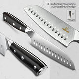 Santoku Knife, Jasni 7 inch Kitchen Knife Ultra Sharp Knife Japanese Chef Knife, German Stainless Steel Knife Chef for Cutting Chopping Meat Vegetable Fruits, with Ergonomic Handle and Gift Box