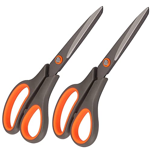 2 Pack 8 Titanium Non-Stick Scissors, All-Purpose Professional Stainl –