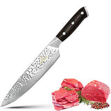 Utility Knife - Professional Chef's Knife, 8 inch Sharp Blade High Carbon Steel Chef Knife and Humanized Wooden Handle Best Kitchen Gift for Cooking Lovers and Chefs