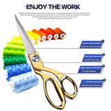 Jasni Liu Tailor Scissors Professional 10.5" Gold Stainless Steel Professional Shears Heavy Duty