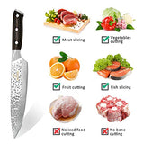 Utility Knife - Professional Chef's Knife, 8 inch Sharp Blade High Carbon Steel Chef Knife and Humanized Wooden Handle Best Kitchen Gift for Cooking Lovers and Chefs