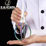 Jasni Fish pattern Powerful kitchen scissors Heavy Duty Multi-Purpose Color Titanium Coating Forged Stainless Steel Shears Student Office Home scissors Folding Fishing scissors (3PCS scissors)