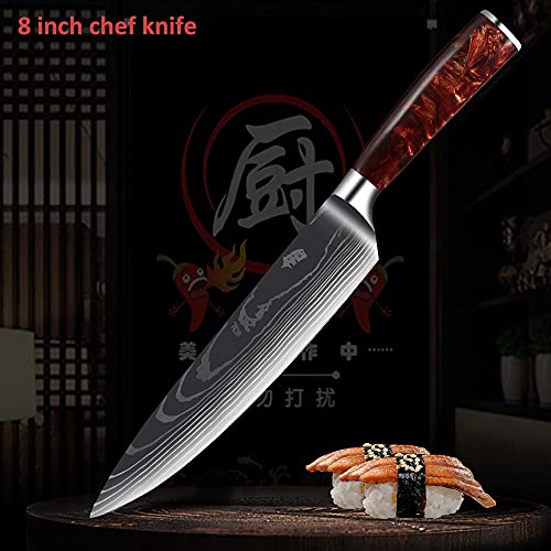 7-inch Dmascus Knife High Carbon Steel Cleaver Knife Chop Meat Vegetable  Fruit Sharp Chef Knife Wooden Handle Kitchen Knives Set