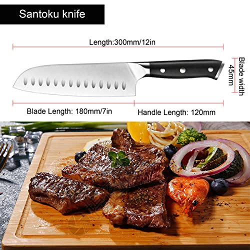 7 inch Japanese Chef Knife, Premium High Carbon Stainless Steel Knife,  Professional Hand Forged Kitchen Meat Sushi Knife with Ergonomic Handle and  Gift Box 