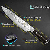 Utility Knife - Professional Chef's Knife, 8 inch Sharp Blade High Carbon Steel Chef Knife and Humanized Wooden Handle Best Kitchen Gift for Cooking Lovers and Chefs