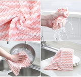 Jasni 6PC Cleaning Cloth Super Absorbent Microfiber Washing Dish Towels Kitchen Non Stick Oil Dirt Thickening Kitchen Cleaning Towel