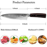 8 inch Chefs Knife - Damascus- Japanese- VG10 Super Steel 67 Layer High Carbon Stainless Steel-Razor Sharp, Stain & Corrosion Resistant, Awesome Edge Retention