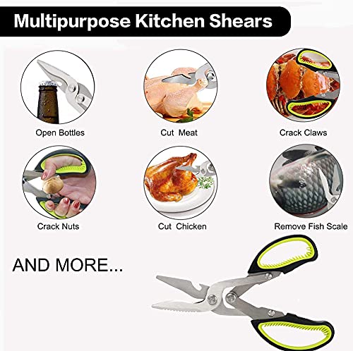 Multi Purpose Stainless Steel Kitchen Scissors Heavy Duty Kitchen Shears  for Cutting Chicken, Meat, Fish, Vegetable, BBQ, Fruits, Seafood, Open Jars