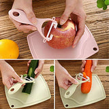 Ceramic Fruit Knife Peeler Set baby food tool Premium Kitchen Small Knife and Peeler for Fruit and Vegetable,1Knife, 1Peeler, 1Cutting Board
