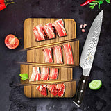 Utility Knife - Professional Chef's Knife, 8 inch Sharp Blade High Carbon Steel Chef Knife and Humanized Wooden Handle Best Kitchen Gift for Cooking Lovers and Chefs