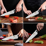 Jasni 8in Chef Knife, Professional Utility Knife, High Carbon Steel Kitchen Knife, with Humanized Wooden Handle, Upgraded Ultra Sharp Forged Blade Cooking Knife for Home Restaurant