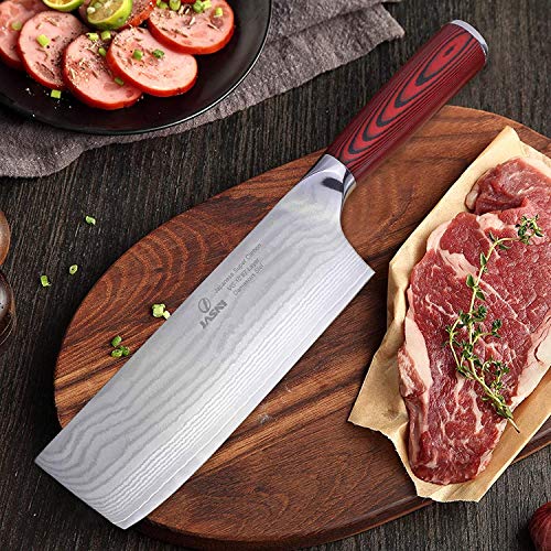 7-inch Dmascus Knife High Carbon Steel Cleaver Knife Chop Meat Vegetable  Fruit Sharp Chef Knife Wooden Handle Kitchen Knives Set