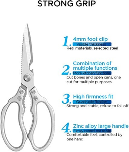 O'Creme Super Sharp Chef Scissors All Stainless Steel Snips Garnishing Tool (Multicolored)