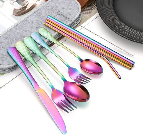 Portable Utensils, Travel Camping Cutlery Set, 10-Piece Including