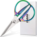Jasni Fish pattern Powerful kitchen scissors Heavy Duty Multi-Purpose Color Titanium Coating Forged Stainless Steel Shears Student Office Home scissors Folding Fishing scissors (3PCS scissors)