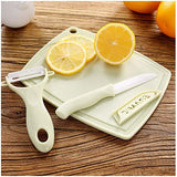 Ceramic Fruit Knife Peeler Set baby food tool Premium Kitchen Small Knife and Peeler for Fruit and Vegetable,1Knife, 1Peeler, 1Cutting Board