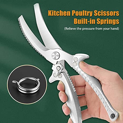 Professional Stainless Steel Poultry Scissors Kitchen Scissors Chicken Bone  Cut Scissor for Any Meat Fish Seafood BBQ(Paper Box Package)