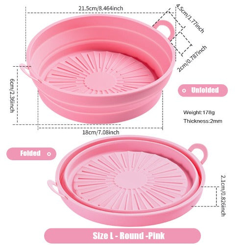 Square Air Fryer Silicone Pot, 8 Inch Reusable Heat Resistant Food Gra –  Pink and Caboodle