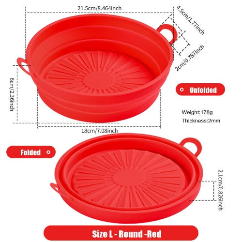 Folding Air Fryer Tray Reusable Silicone Pot for Air Fryer BBQ, Cooking  Silicone Baking Tray Air Fryer Accessories (BPA-Free, No FDA) - Red  Wholesale